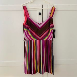 As U Wish Multi- Color Pleated Dress Size Large
